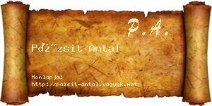 Pázsit Antal névjegykártya